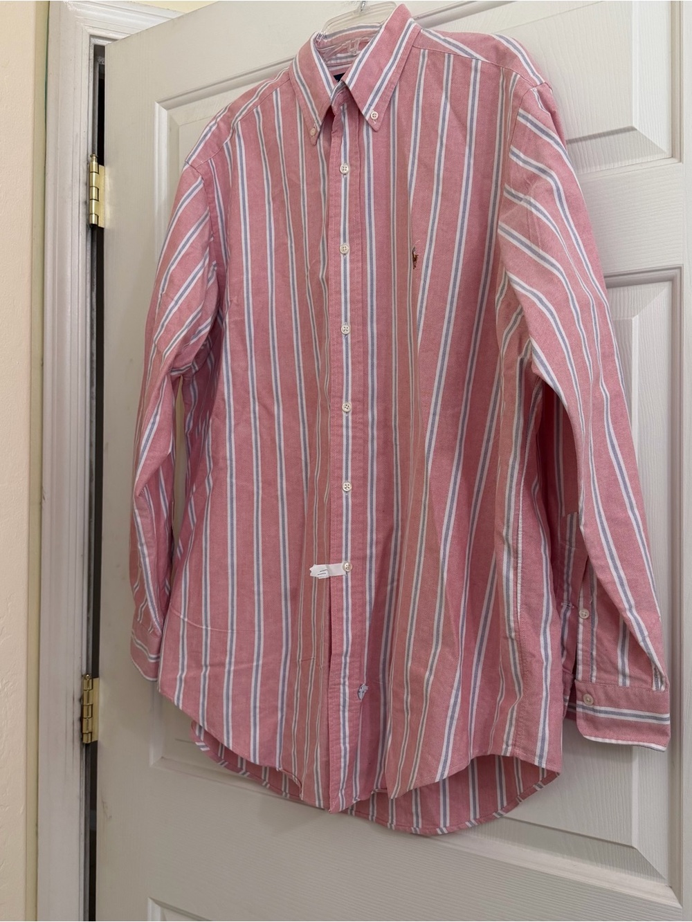 Vintage Polo Ralph Lauren Pink Striped Button Down Shirt Size XL 16.5 35